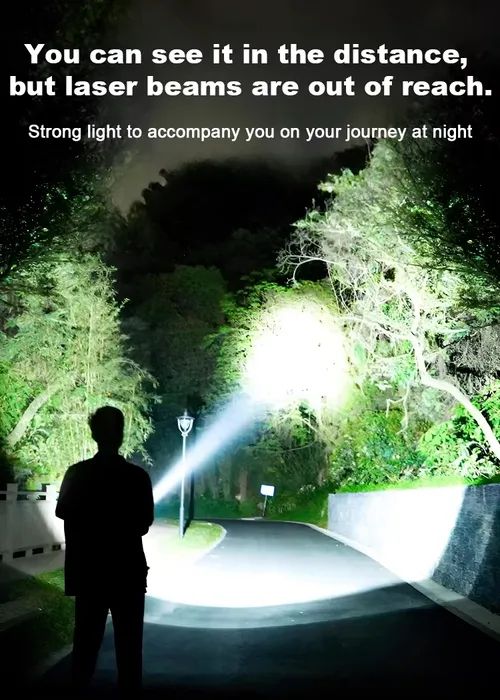 LED rechargeable ultra-bright outdoor long-distance projection portable searchlight solar flashlight