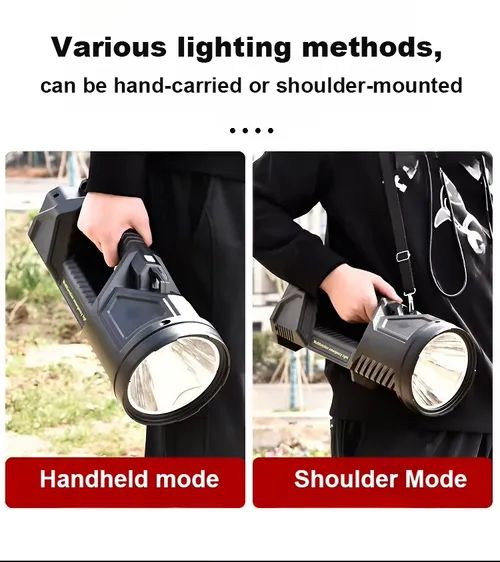 LED rechargeable ultra-bright outdoor long-distance projection portable searchlight solar flashlight
