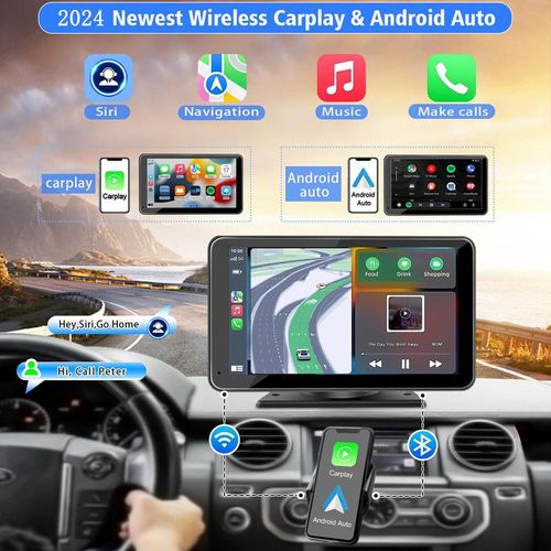 2025 Newest Portable Carplay Screen for Car, 7 Inch IPS Touchscreen Car Stereo Support Wireless Carplay DealsforYouDays