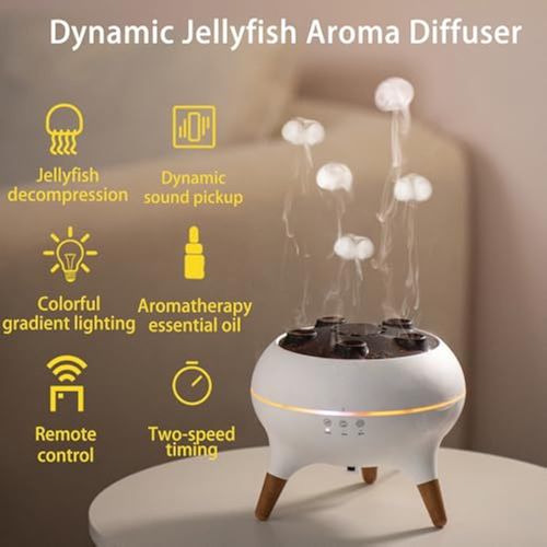 Dynamic Aromatherapy Diffuser, 250ml Essential Oil Diffuser, Cool Mist Humidifier, Jellyfish Mist Effect, LED Mood Lights, Dynamic Aroma Diffuser for Home, Bedroom & Office