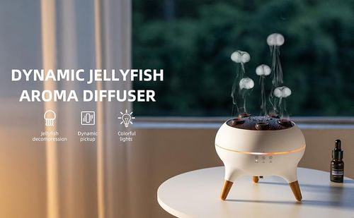 Dynamic Aromatherapy Diffuser, 250ml Essential Oil Diffuser, Cool Mist Humidifier, Jellyfish Mist Effect, LED Mood Lights, Dynamic Aroma Diffuser for Home, Bedroom & Office