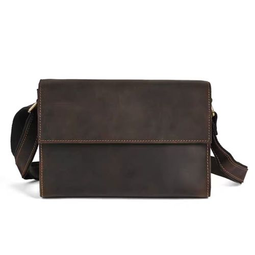 Men's genuine leather casual single-shoulder crossbody bag handmade cowhide backpack minimalist small bag