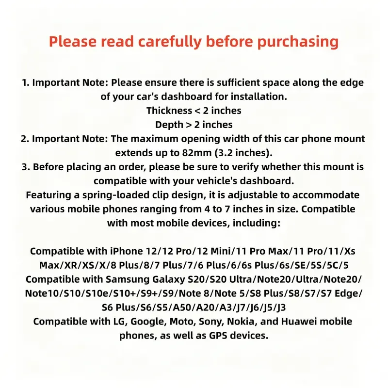 360 Degree Rotation Dashboard Car Phone Holder - Multifunctional One Hand Operation Clip Design Phone Mount Suitable 4-6.5 inch phones - Car accessories