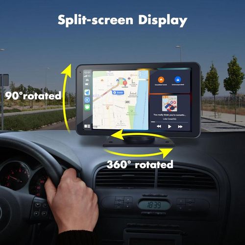 2025 Newest Portable Carplay Screen for Car, 7 Inch IPS Touchscreen Car Stereo Support Wireless Carplay DealsforYouDays