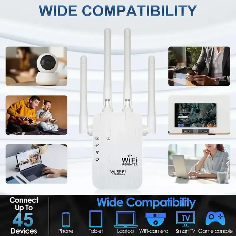 WiFi Extender 2026, AC1200 Dual Band (5GHz 2.4GHz) Signal Booster, Covers 10,000 sq. ft  50 Devices