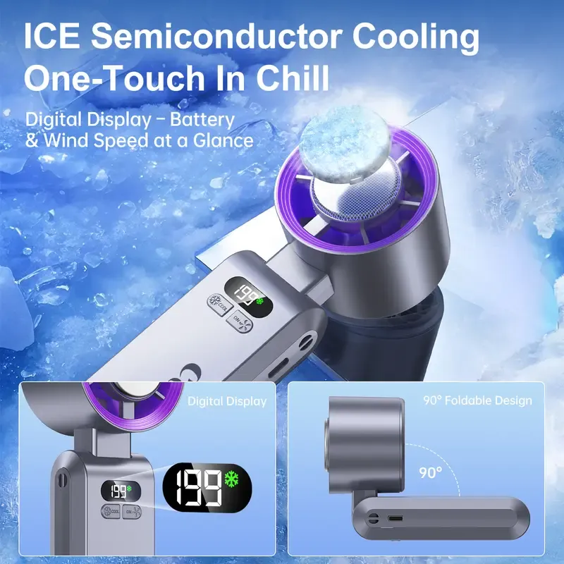 Portable Handheld High Speed Fan, 199 Adjustable Level, Foldable Fan for Summer