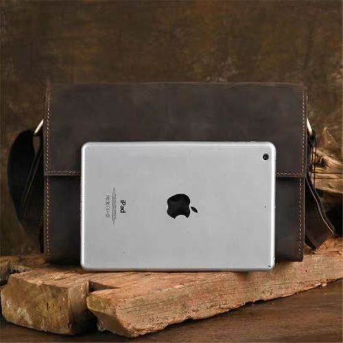 Men's genuine leather casual single-shoulder crossbody bag handmade cowhide backpack minimalist small bag