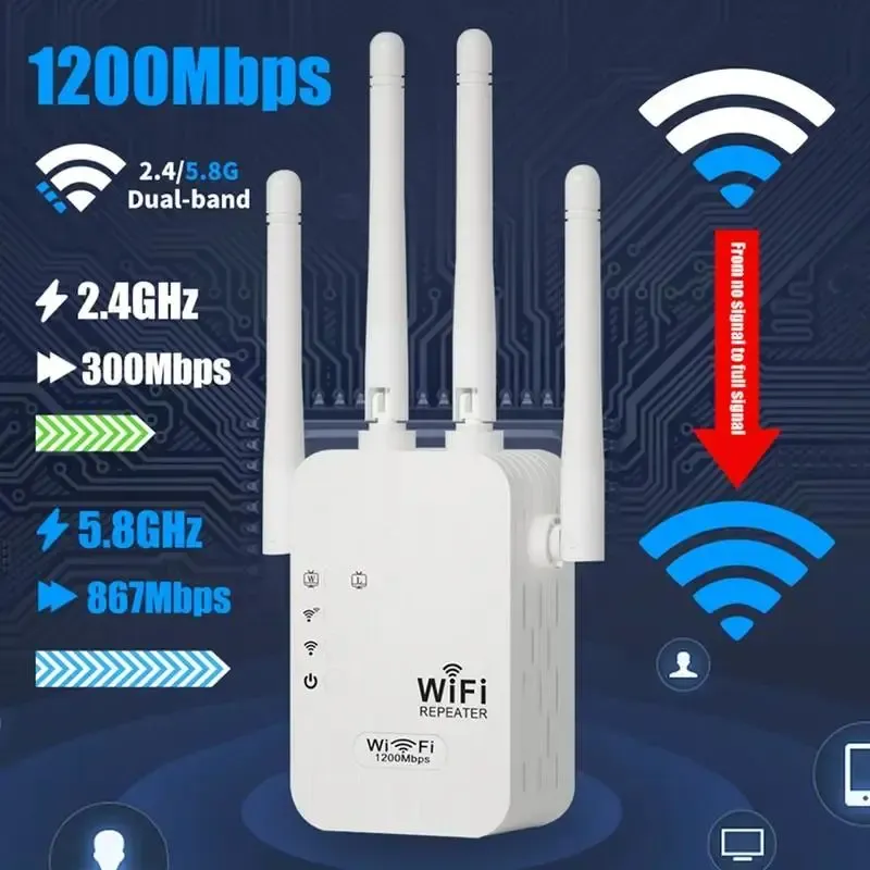 WiFi Extender 2026, AC1200 Dual Band (5GHz 2.4GHz) Signal Booster, Covers 10,000 sq. ft  50 Devices