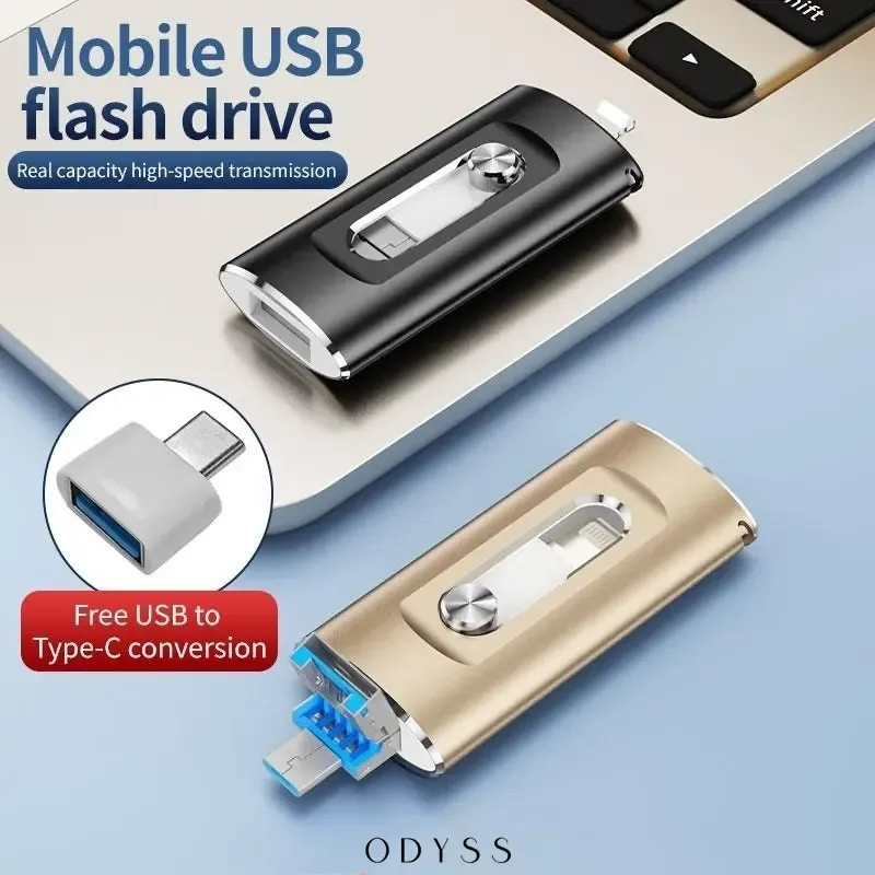 3 in 1 Flash Drive, Portable High Speed USB 3.0 Memory Storage, OTG Flash Pen Drive with Free Type-C Adapter for Android Phones PC and More Devices, Boyfriend Gift, External Storage