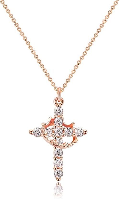 Upgraded Crown Cross Necklace for Women Women's Gifts