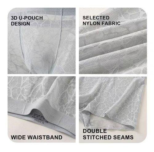 4Points Men's Ultra-Thin Lace Mesh Boxer Briefs
