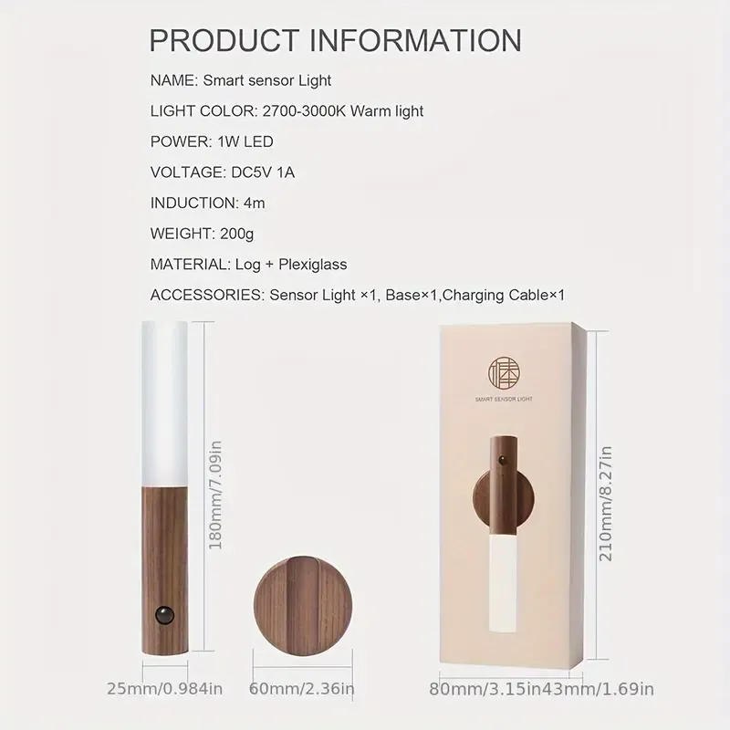 Smart Charging Magnetic Induction USB LED Night Light