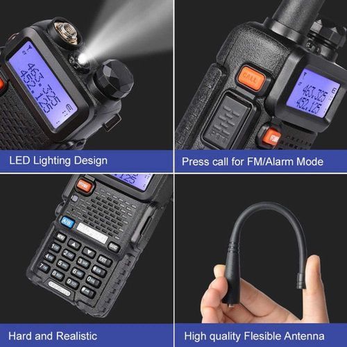 Leopard UV-5R Interphone Walkie Talkie Two Way Radio FM - Black