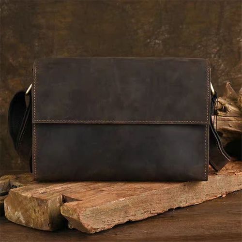 Men's genuine leather casual single-shoulder crossbody bag handmade cowhide backpack minimalist small bag