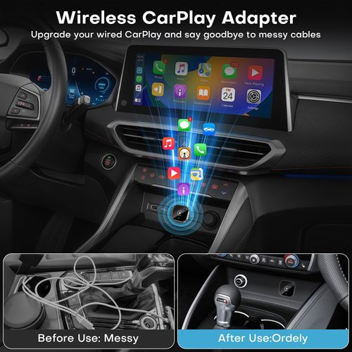 2026 New Wireless CarPlay Adapter - iPhone & Android Compatible with Fast No-Delay Link, Hands-Free Calling