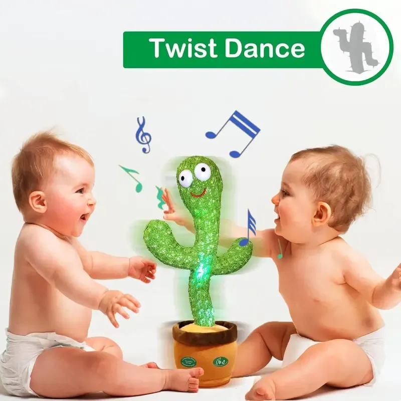 Dancing Talking Cactus Imitation Toy, Talking Repeat Singing Sunshine Cactus Toy Records Your Voice Singing + Dancing + Recording + LED, Suitable for Children's Preschool Toys