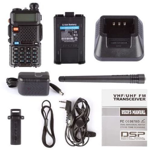Leopard UV-5R Interphone Walkie Talkie Two Way Radio FM - Black