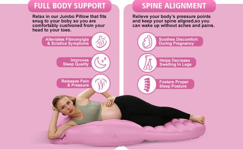 Inflatable Pregnancy Pillow, Inflatable Pregnancy Pool Float with Belly Hole, Comfort for Stomach & Side Sleepers – Relieves Back & Hip Pain, Pink