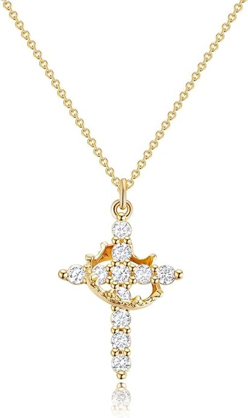 Upgraded Crown Cross Necklace for Women Women's Gifts