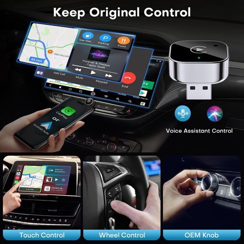 2026 New Wireless CarPlay Adapter - iPhone & Android Compatible with Fast No-Delay Link, Hands-Free Calling