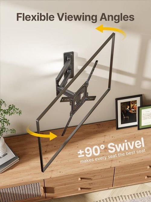 Full Motion Adjustable TV Wall Mount for 14–55 Inch Flat & Curved TVs and Monitors, Swivel & Tilt Articulating Bracket, Max VESA 400x400mm,  Perfect Center Mordern Design