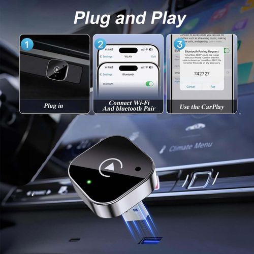 2026 New Wireless CarPlay Adapter - iPhone & Android Compatible with Fast No-Delay Link, Hands-Free Calling
