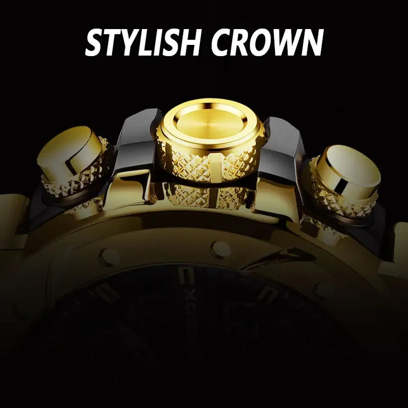 Relógio Foxbox de moda para homem, estilo desportivo com visor analógico e digital, resistência à água até 50 m e alarme integrado