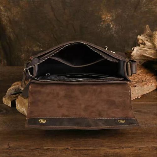 Men's genuine leather casual single-shoulder crossbody bag handmade cowhide backpack minimalist small bag