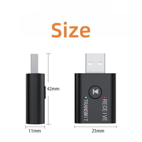 2in1 Bluetooth 5.0 USB Audio Transmitter Receiver Adapter Wireless for Car TV PC