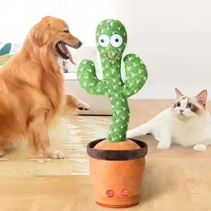 Dancing Talking Cactus Imitation Toy, Talking Repeat Singing Sunshine Cactus Toy Records Your Voice Singing + Dancing + Recording + LED, Suitable for Children's Preschool Toys
