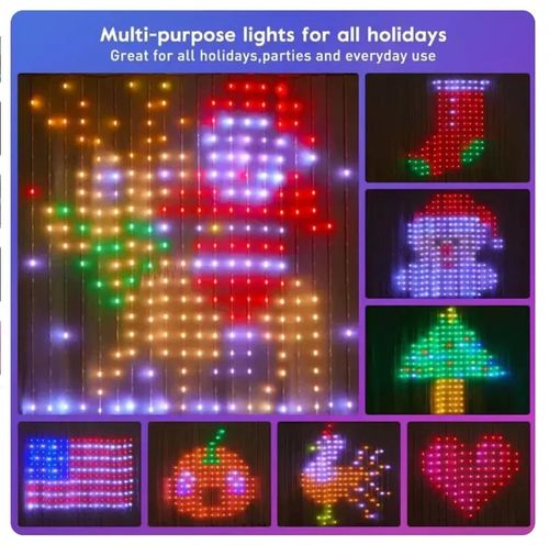 🔥Hot Seller🔥 COD！Color-Changing Curtain Lights: Cross-Border DIY Decorative Lighting—Color-Changing, Individual-Control, Flexible-Wire Lights with Smart App, Programmable Curtain Light Strings