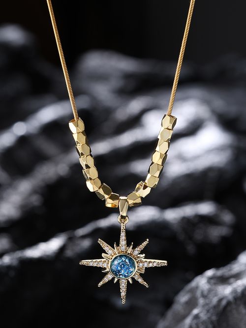 Zircon Sunflower Pendant Necklace for Women