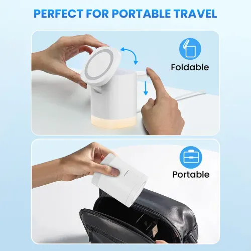 Magnetic 3-in-1 Wireless Charger, Foldable Desktop Phone Stand, Multi-Functional Charging Dock