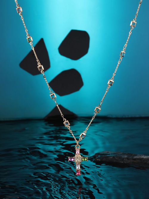 Vibrant Dopamine-Inspired Cross Pendant Necklace for Women