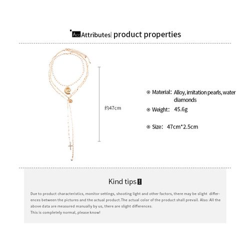 3-Piece Set: European-Style Faux Pearl & Rhinestone Conch Cross Pendant Necklace - Elegant Vacation Vibe with Premium Charm