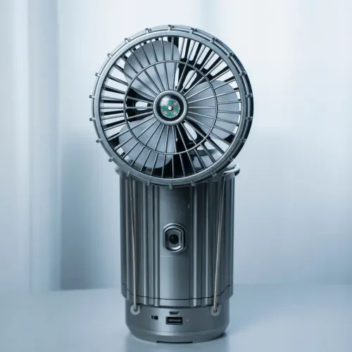 Outdoor Solar-Powered Fan with Camping Light and Bluetooth Speaker