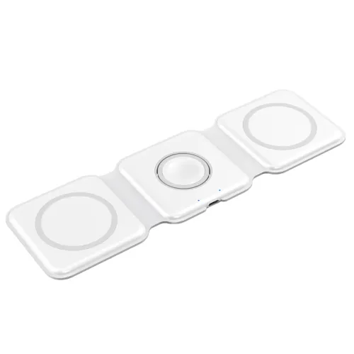 15W Foldable Magnetic Wireless Charger: 3-in-1 Portable Charging Station