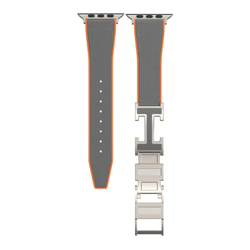 Just strap Not watch⚠️ Luxury Orange Leather Apple Watch Band - Hermès-Inspired H-Buckle
