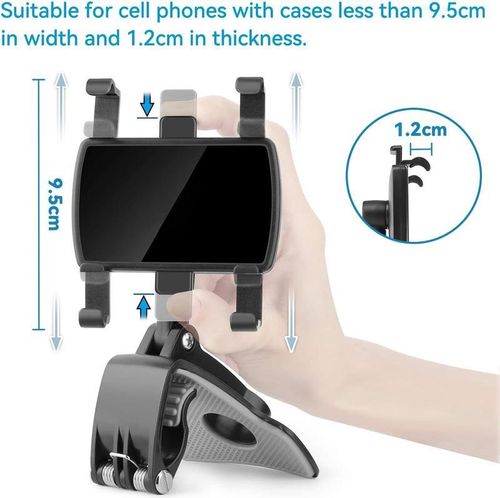 Versatile Car Phone Holder - 360° Rotation & Stable Clamping for Phones up to 9.5cm
