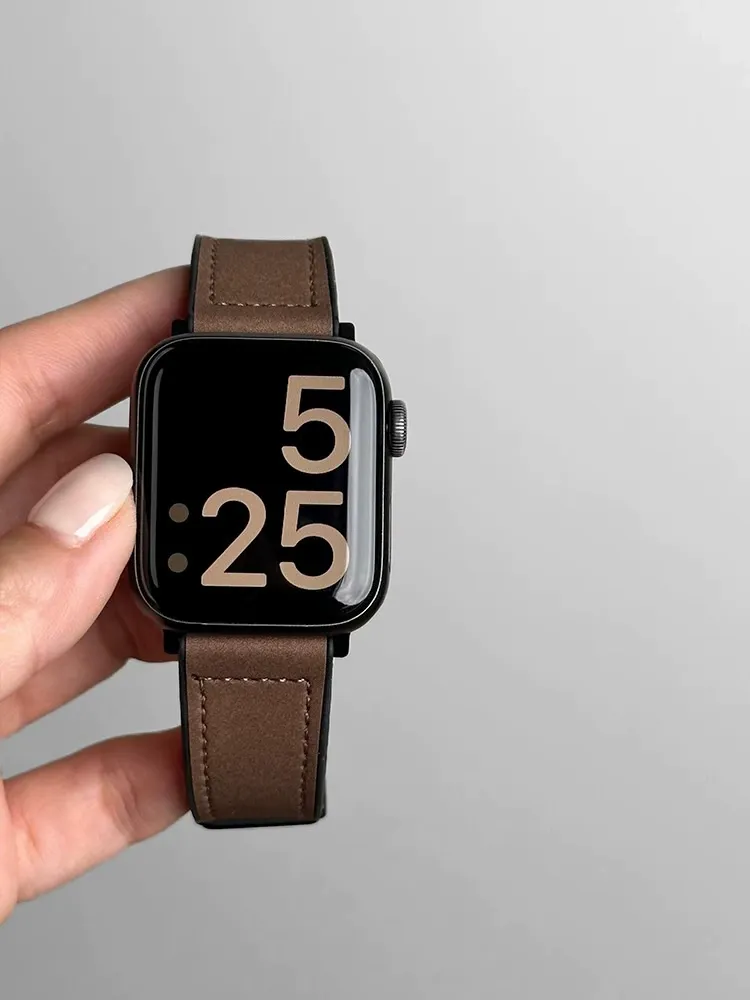 Just strap Not watch⚠️Elegant Brown Leather Apple Watch Strap (42-44-45-49-Series 10-46mm) - Durable Design