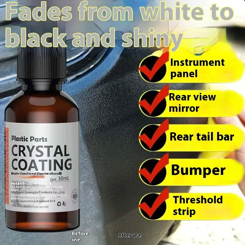 Car Multi-Function Plastic Parts Crystal Coating Refurbishment Agent Reducing Agent Black Car Bumper Interior Car Ageing Household Use