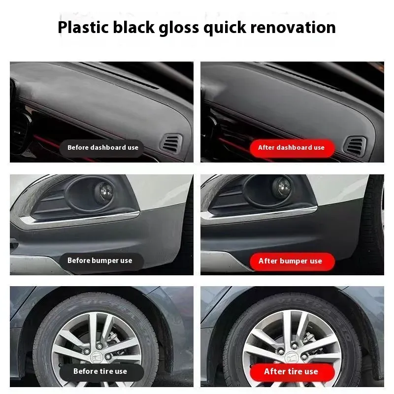 Car Multi-Function Plastic Parts Crystal Coating Refurbishment Agent Reducing Agent Black Car Bumper Interior Car Ageing Household Use