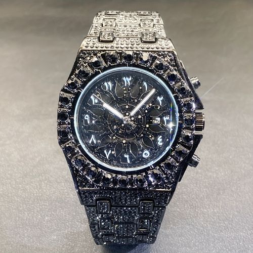 relógio de luxo com strass Relógio masculino com ponteiros luminosos