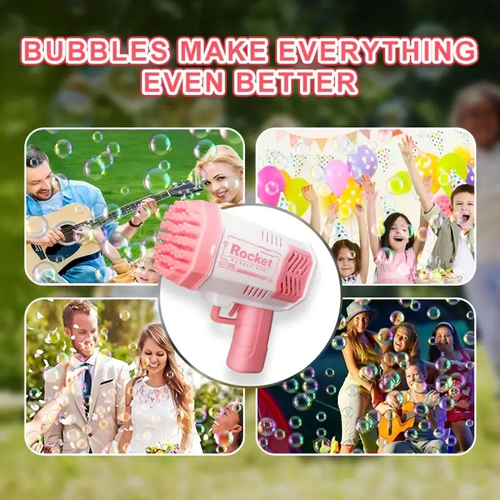 Children's 40-hole electric bubble Machine Handheld Gatling Automatic Bubble Gun Children's Portable Outdoor Party Toy LED Light Hair Dryer Boy Girl Gift (bubble liquid and battery not included)