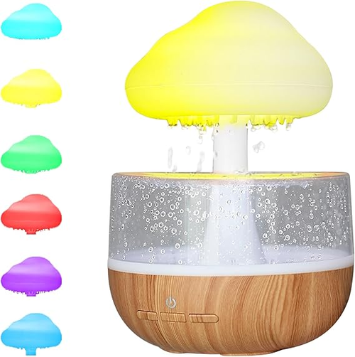 1pc Serene Rain Cloud Humidifier with Water Drops, Mushroom Design USB Powered LED Night Light, Adjustable Sleep Sound Diffuser, Acrylic & PP Material, Indoor Use, Indoor Humidifier | Modern Decor Light | USB Powered Humidifier, Air Humidifier