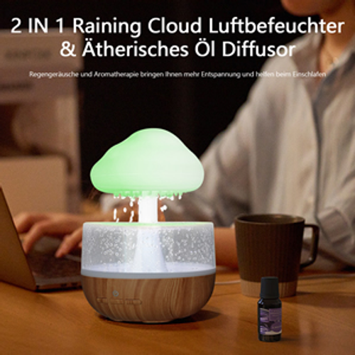 1pc Serene Rain Cloud Humidifier with Water Drops, Mushroom Design USB Powered LED Night Light, Adjustable Sleep Sound Diffuser, Acrylic & PP Material, Indoor Use, Indoor Humidifier | Modern Decor Light | USB Powered Humidifier, Air Humidifier