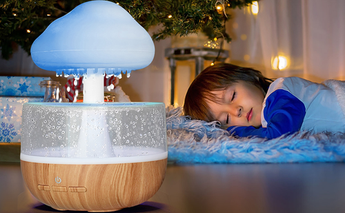 1pc Serene Rain Cloud Humidifier with Water Drops, Mushroom Design USB Powered LED Night Light, Adjustable Sleep Sound Diffuser, Acrylic & PP Material, Indoor Use, Indoor Humidifier | Modern Decor Light | USB Powered Humidifier, Air Humidifier