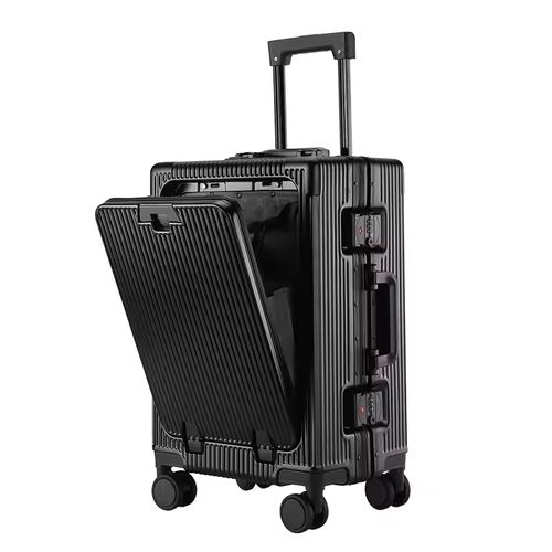 LiKun bagagem de luxo com bolso aberto frontal 20 polegadas mala de viagem porta-copos de transporte trole bagagem de viagem com tsa bloqueio