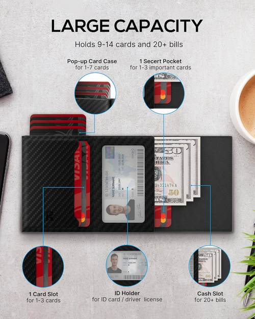 Minimalist Men's AirTag Wallet RFID Credit Card Holder Men Purse Pop Up Multi Cards Slot Slim Thin Small Short Walet