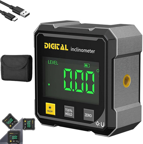 Digital Angle Finde, 2026 Upgraded 4-Side Magnetic Digital Angle Gauge, Cube Inclinometer with Backlight, Magnetic Electronic Level Angle Finder Tool Protractor Inclinometer Woodworking Tools
